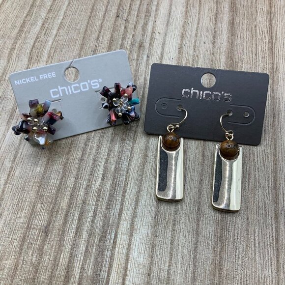 Chico's Color Burst Dangling Hoop Stud BUNDLE Earrings - Picture 1 of 5